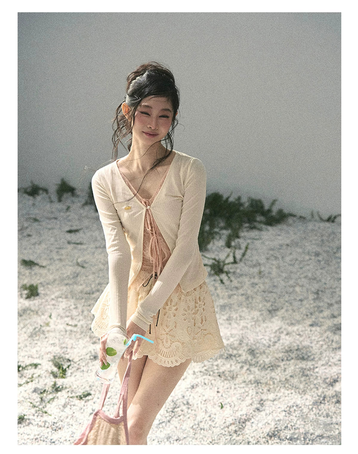 “Dreams Between Seams” Cream Ivory Layered Lace Top