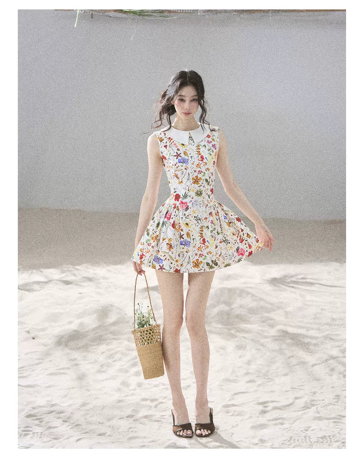 "Fallen Petals" Fleur White Floral Mini Dress