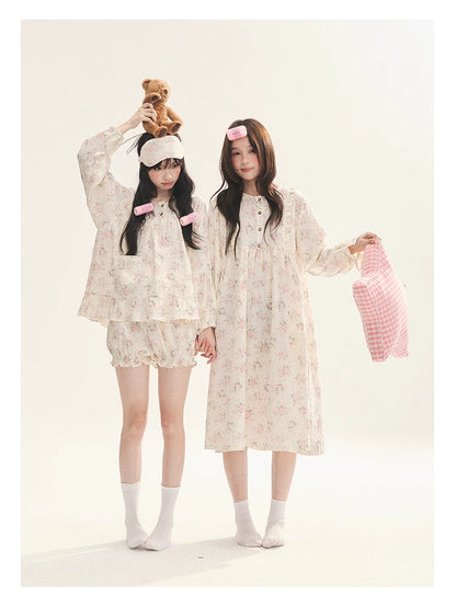 "Floral Journal" Cream Floral Pajama Collection (Free Eye Mask)