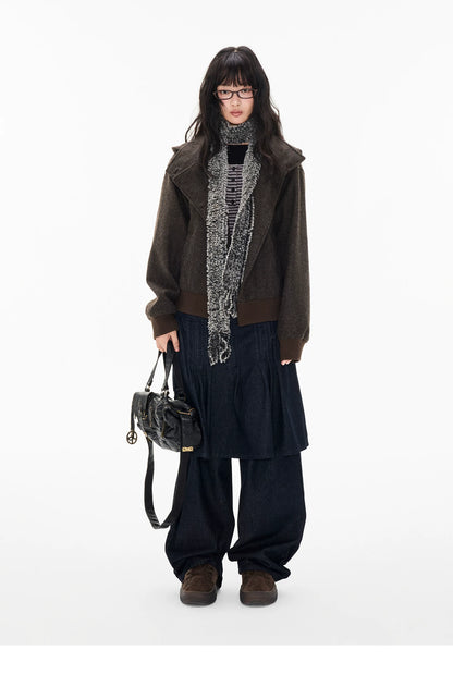 EZEK | Preppy Hooded Wool Blend Jacket with Button Front