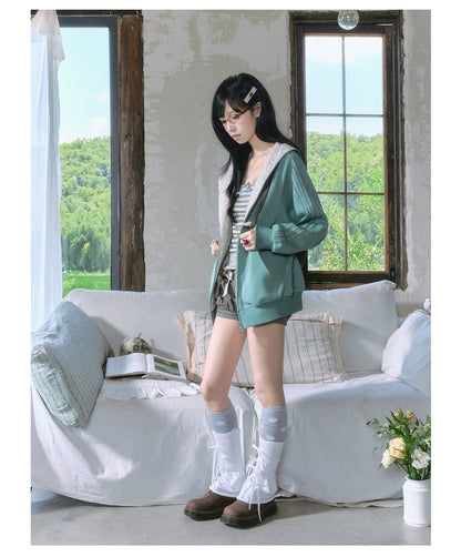 "Sage Whisper" Floral Layered Collection (Hoodie / Lace Cami / Bubble Shorts)