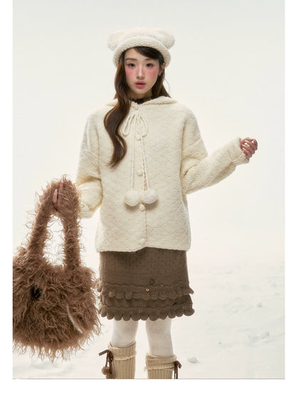 BIBIBENCY - Cream Beige Faux-Shearling Short Jacket