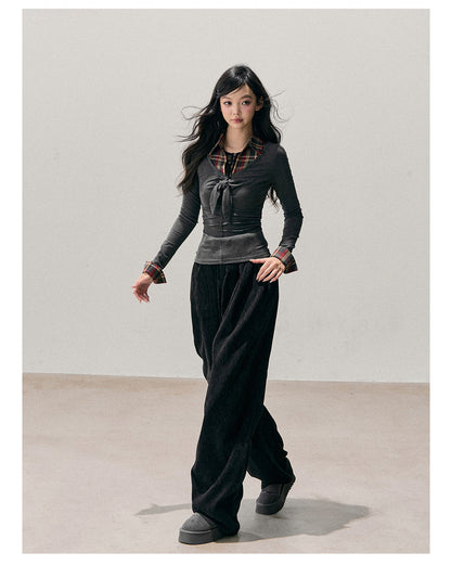 少也眼 “Her Ashen Sparks” Faux Triple-Layer Knit T-Shirt 254368463