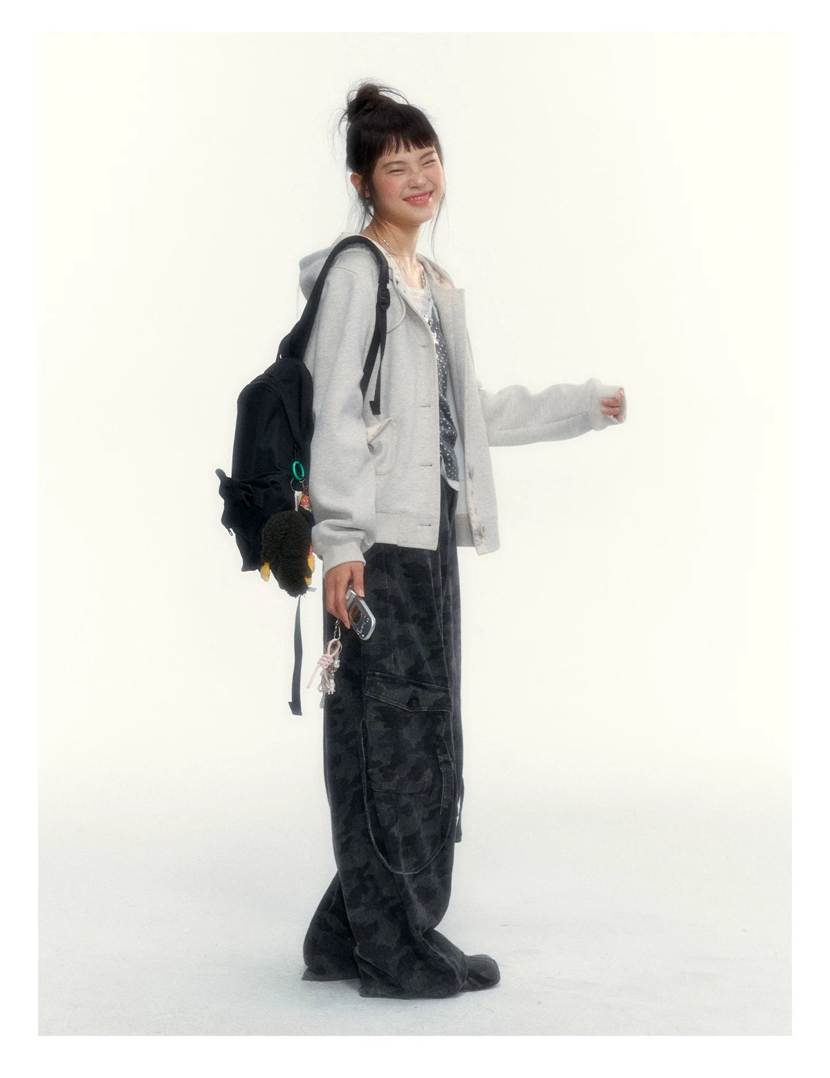 Camouflage Washed Wide-Leg Utility Pants