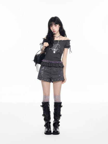 170726K "Moonlit Muse" Convertible Off-Shoulder Collection (Knit Top / Casual Shorts)