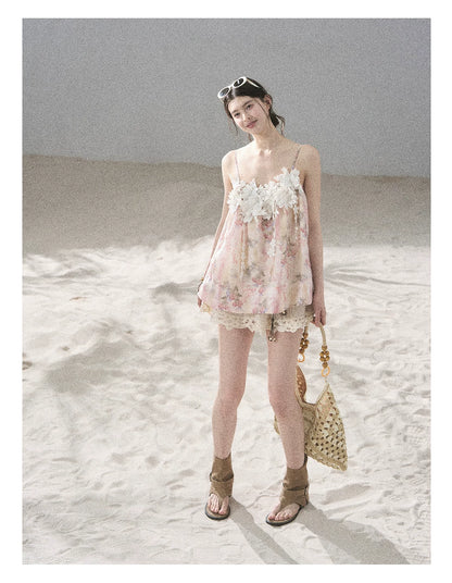 "Unscripted Romance" Dried Rose Embroidered Floral Cami Top