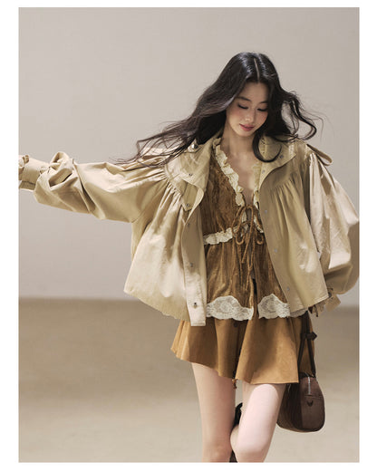 170726 "When the Begonias Fall" Roasted Pecan Lace Sleeveless Blouse