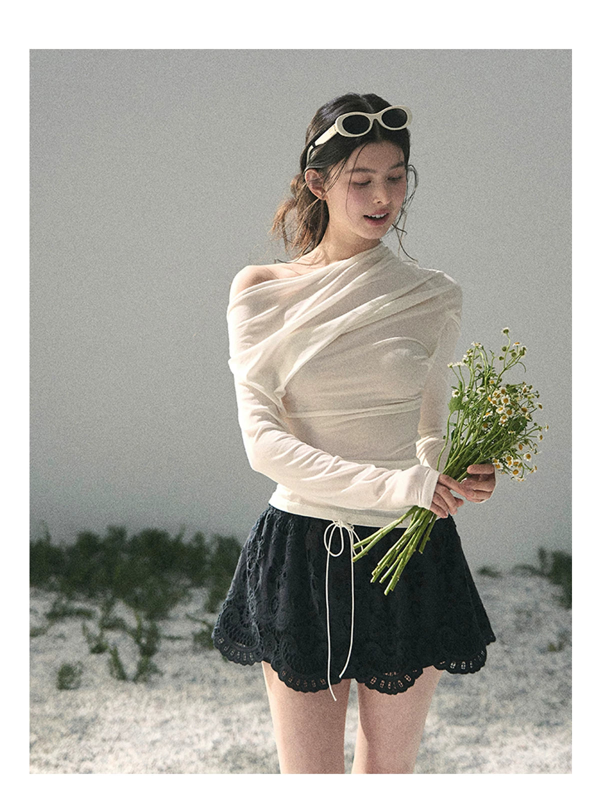 “Lost in Your Embrace” Black Iris Lace Puff Skort