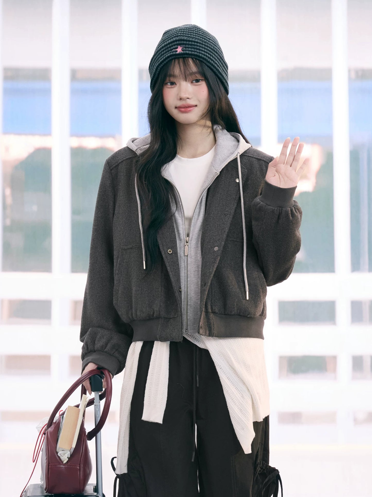 "Terminal Edge" Gray Detachable Layered Hooded Jacket
