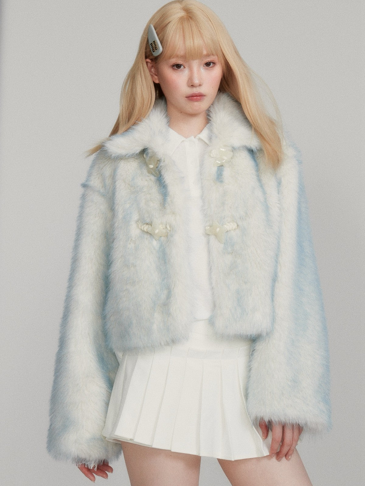 “Urban Soft-Edge Blue” Eco Faux Fur Warm Winter Jacket M6660