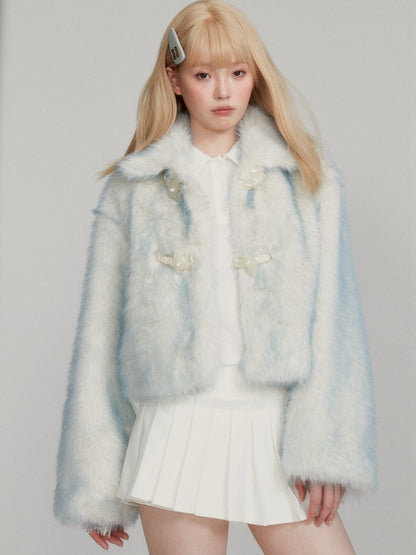 “Urban Soft-Edge Blue” Eco Faux Fur Warm Winter Jacket M6660