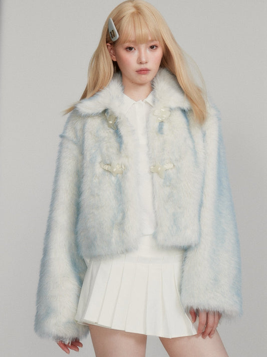 “Urban Soft-Edge Blue” Eco Faux Fur Warm Winter Jacket M6660