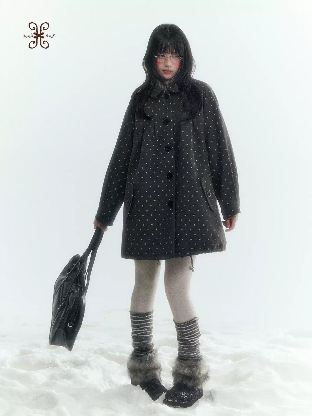 Horridale - Peter Pan Collar Pleated Mid-Length Wool-Blend Coat – Brown Coffee