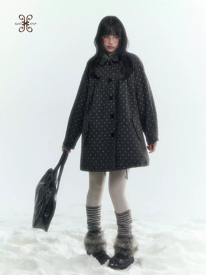 Horridale - Peter Pan Collar Pleated Mid-Length Wool-Blend Coat – Brown Coffee