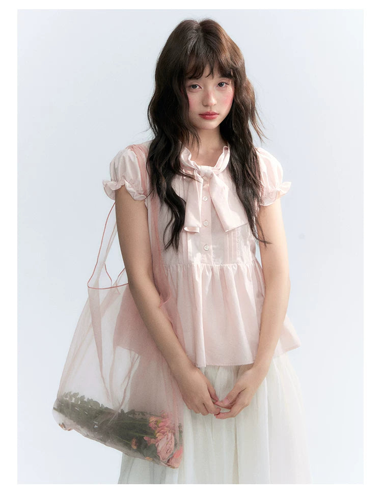 "Light Steps" Oat Apricot Pleated Lace Midi Skirt