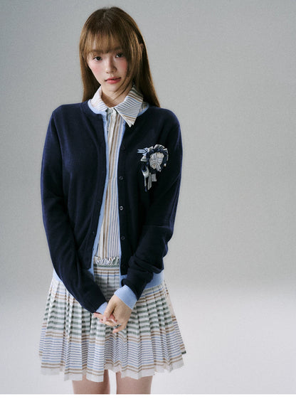 LOST FOREST - Blue Bow Layered Cardigan