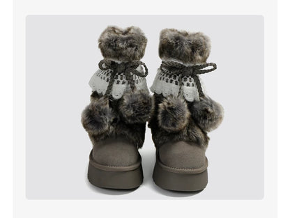Earl Cat Platform Mid-Calf Snow Boots (Grey / Brown)