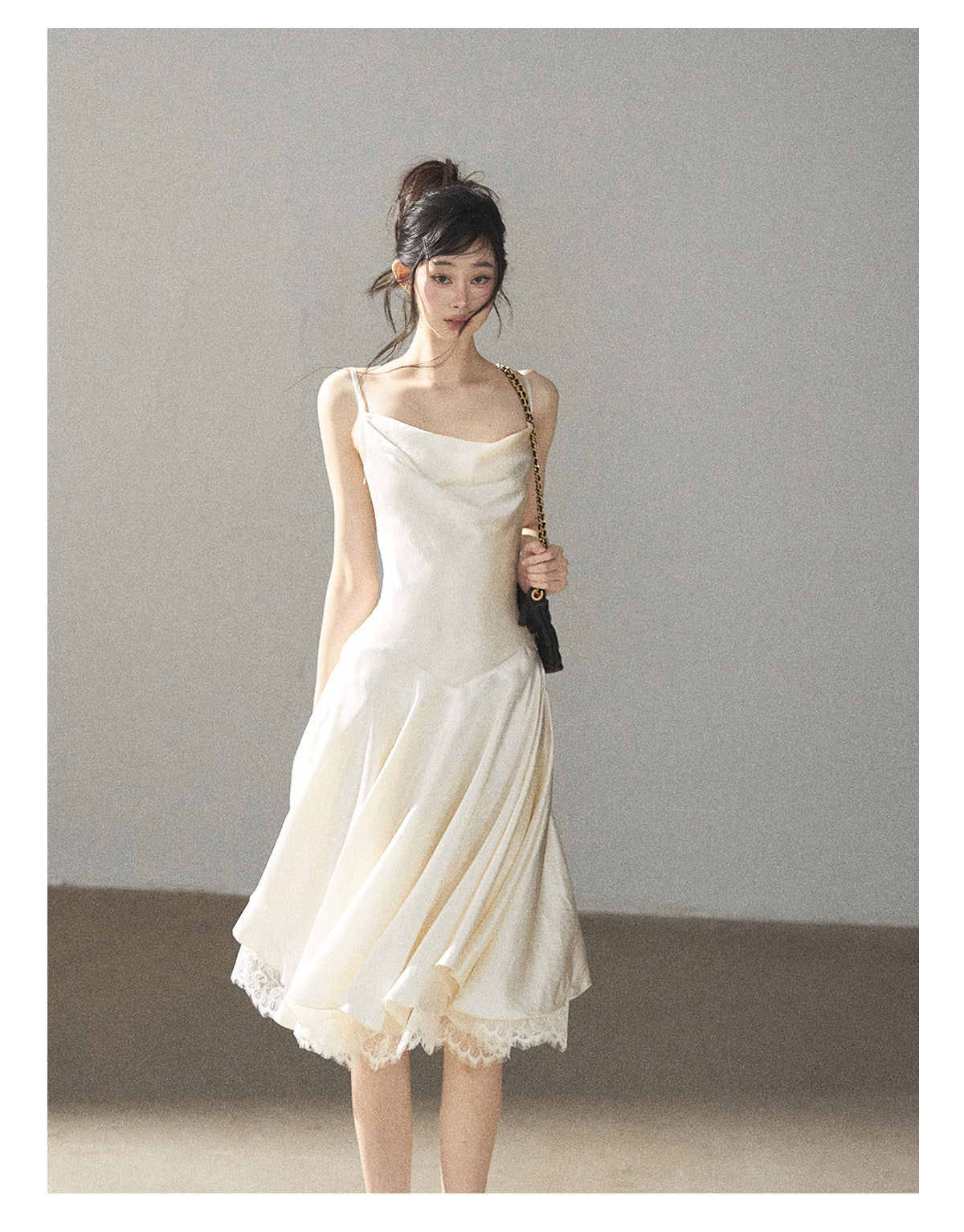 170726 "Planting a Garden of Pear Blossoms" Cream White Lace Mini Dress