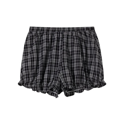 "Soft Check Reverie" Plaid Top, Skirt & Shorts Set LL2026014
