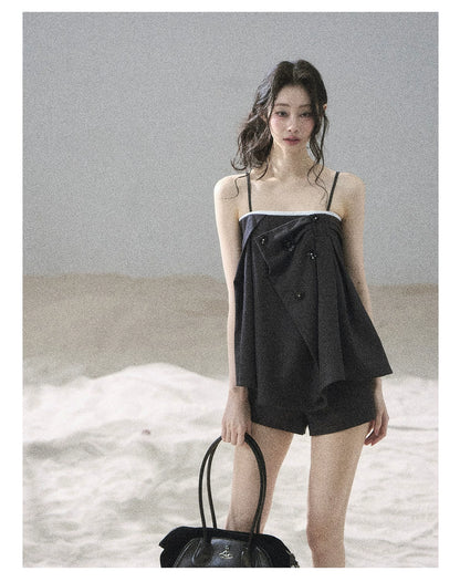 "Flowing Light & Shadow" Slate Gray Cami Top & Skort Two-Piece Set