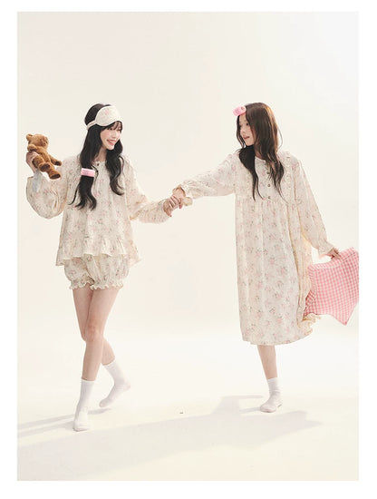 "Floral Journal" Cream Floral Pajama Collection (Free Eye Mask)