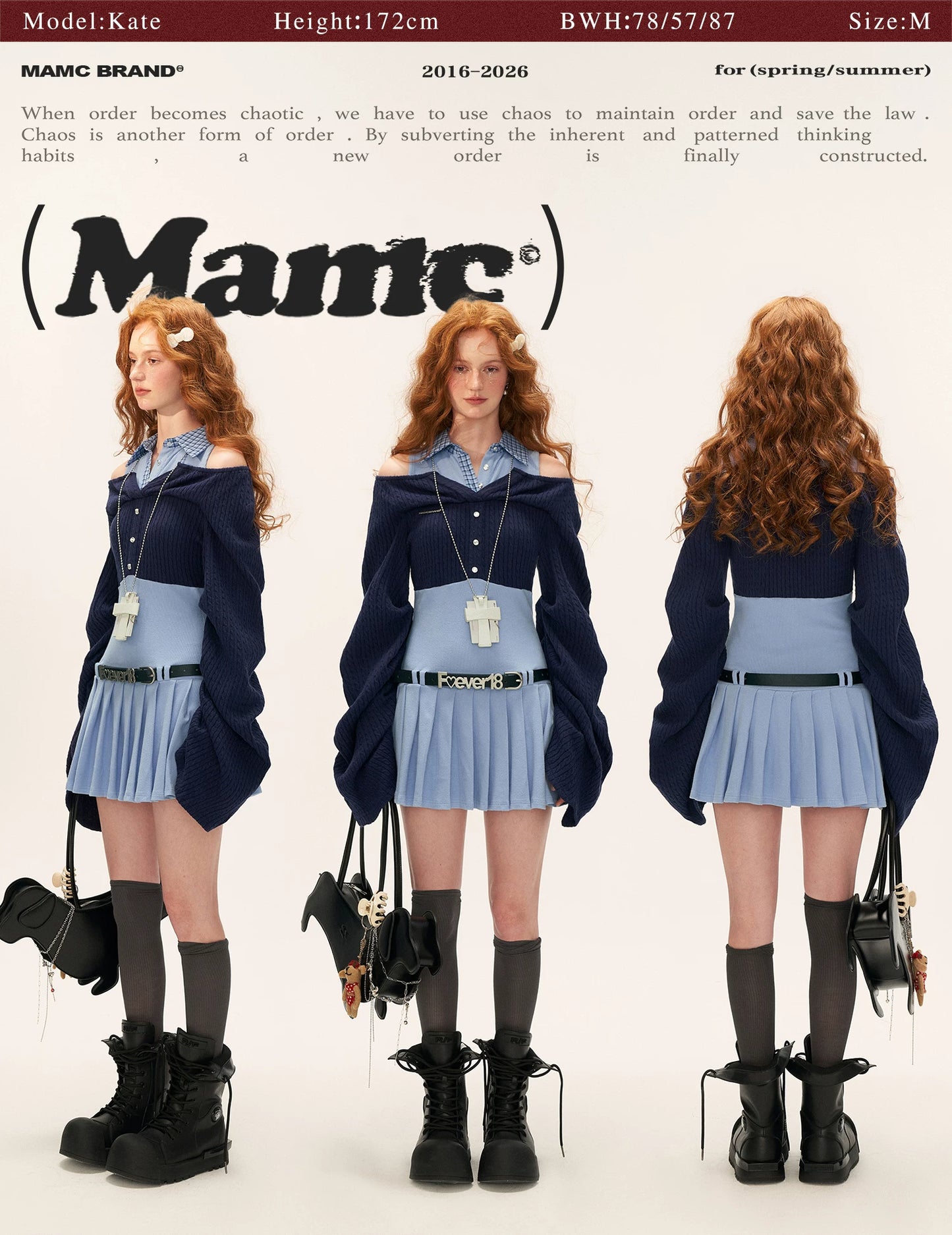 Blue Layered Collar Waist-Cinch Shirt Dress