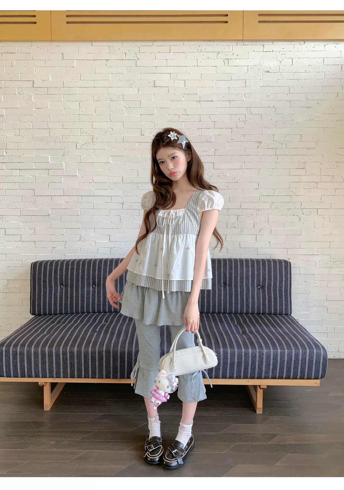 [RF] “Milk Gray Ballet” Gray Adjustable Drawstring Slim Flare Pants