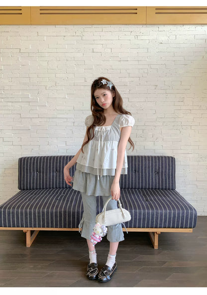 [RF] “Milk Gray Ballet” Gray Adjustable Drawstring Slim Flare Pants