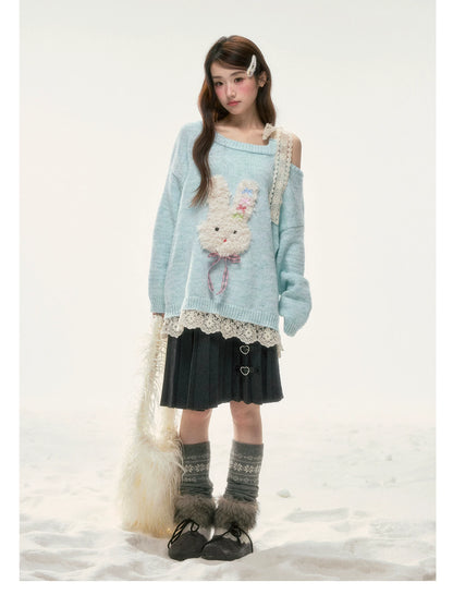 BIBIBENCY - Light Blue Bunny Alpaca-Blend Sweater