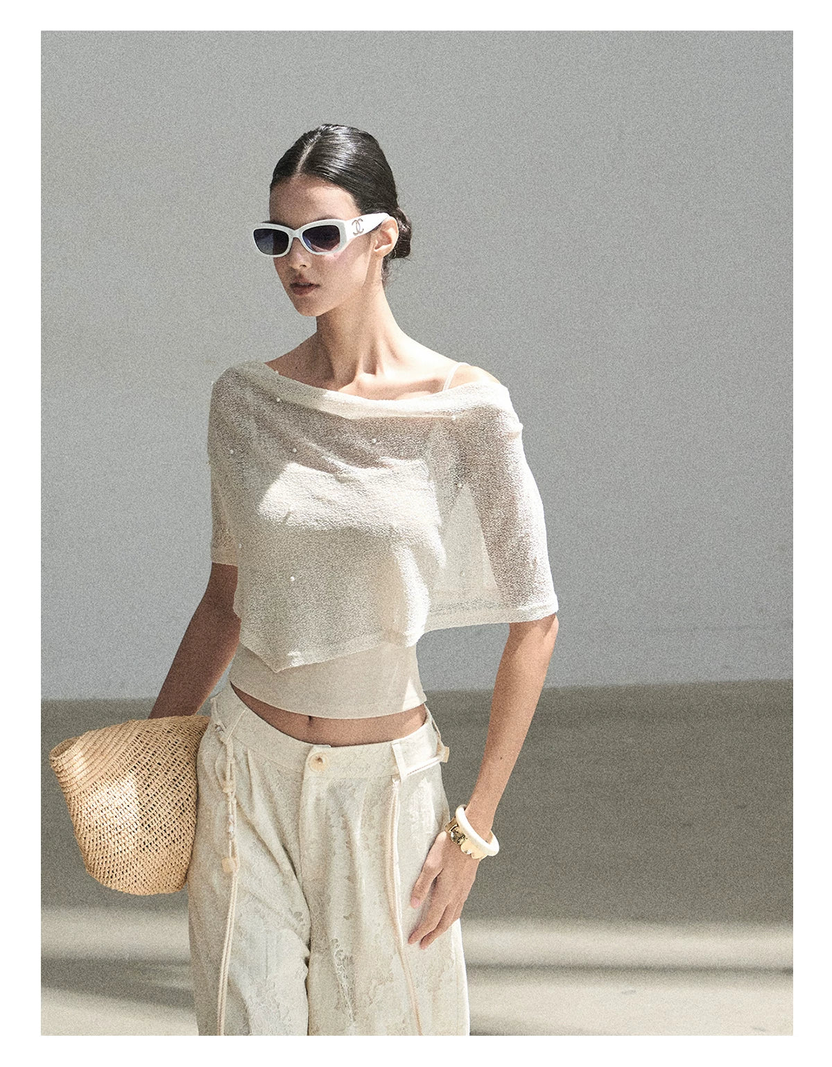 "The Scent of Soapberry" Dutch Cream Beaded Sheer Cover-Up Set