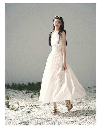 "Whispered Spring Midnight" Gardenia White Maxi Sundress 84545