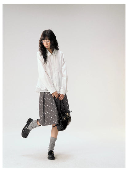 [CAN] "Misty Gardenia" White Lace Ruffle Doll Collar Blouse