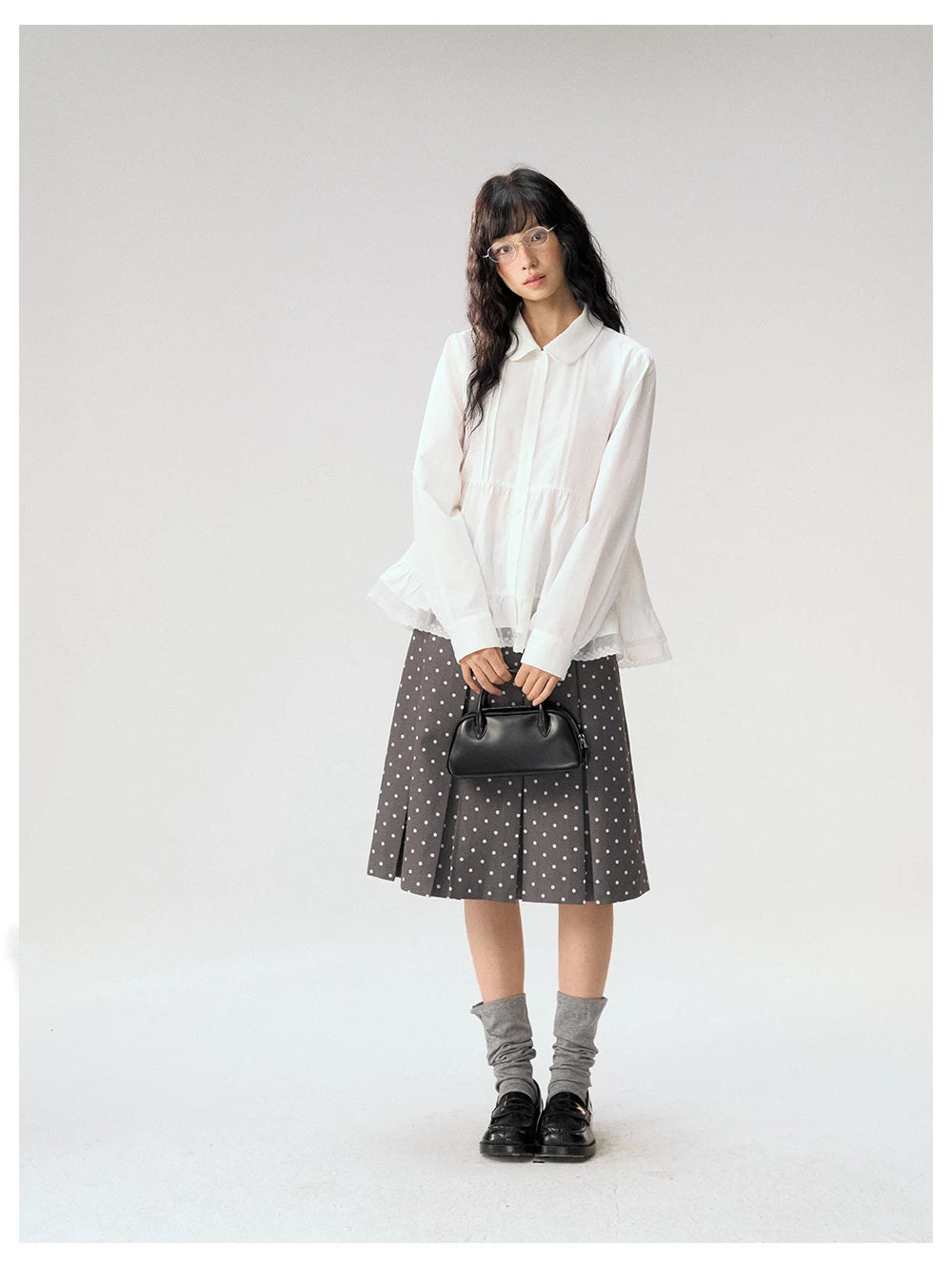 [CAN] "Misty Gardenia" White Lace Ruffle Doll Collar Blouse