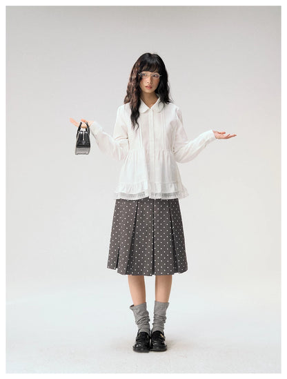 [CAN] "Misty Gardenia" White Lace Ruffle Doll Collar Blouse