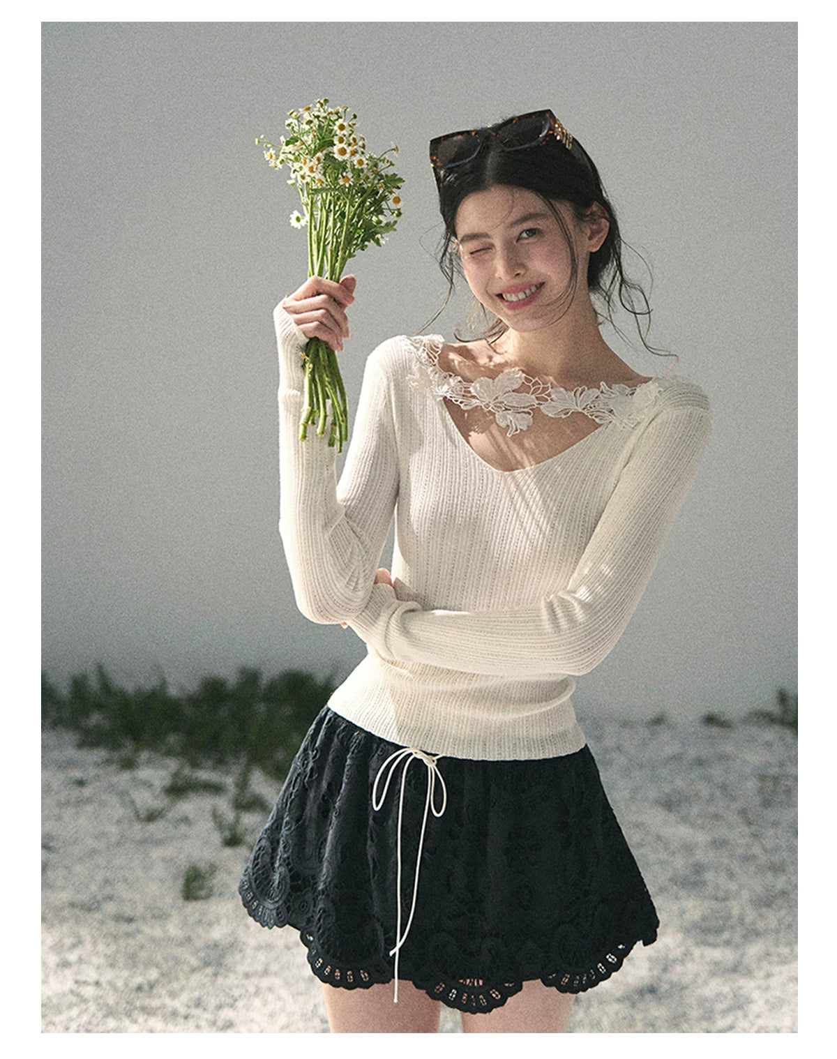 “Lost in Your Embrace” Black Iris Lace Puff Skort