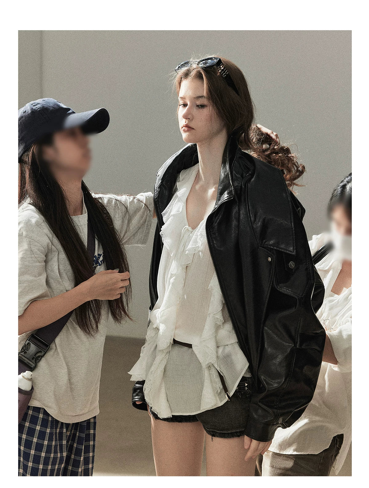AOMALM - "Solo Journey" Quiet Black Oversized PU Moto Jacket
