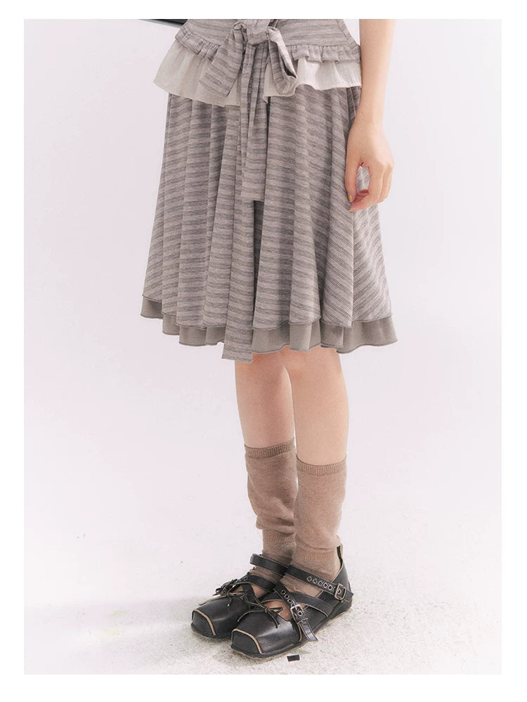 “Old Keepsake Letters” Frost Gray Doll Collar Lace Two-Piece Set
