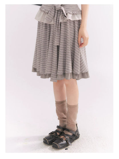 “Old Keepsake Letters” Frost Gray Doll Collar Lace Two-Piece Set