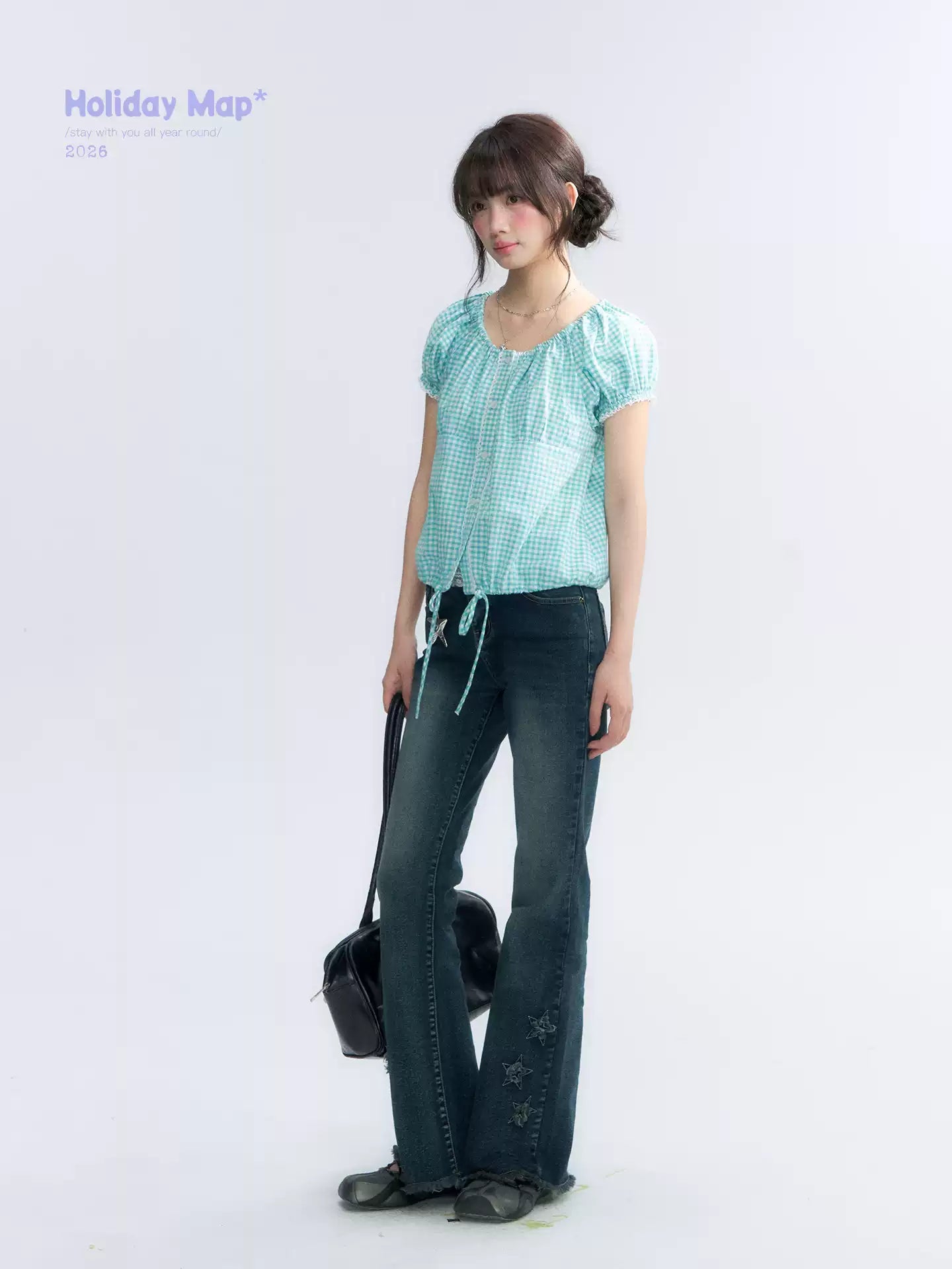 "Vintage Stardust" Star Embroidered Flared Jeans