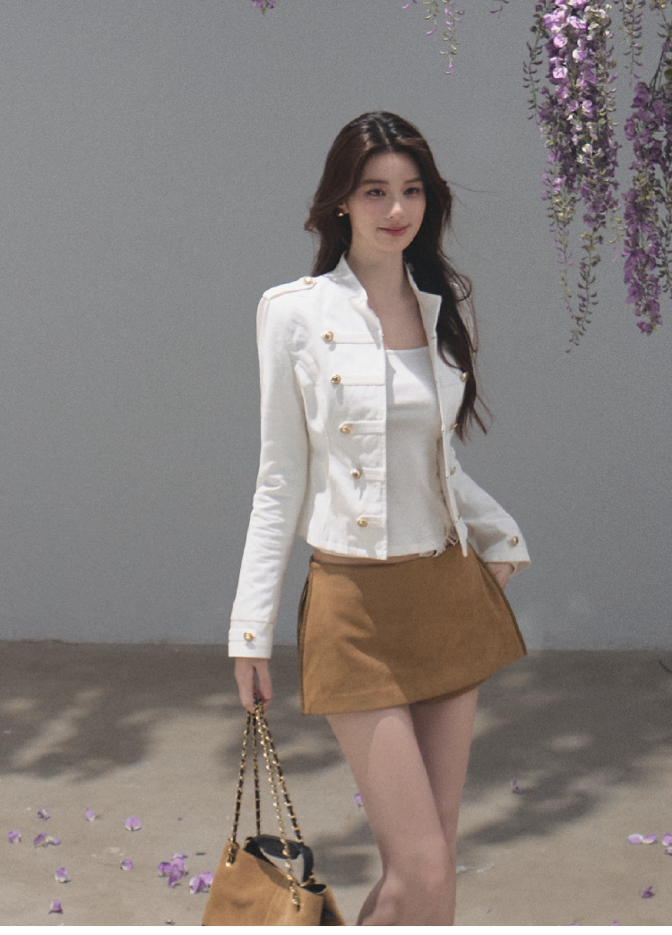 OAKMOO/ Napoleon-Style Fitted Cotton Jacket