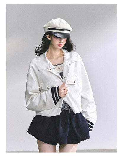 少也眼 "New York Art Museum" Detachable Sailor-Collar Denim Jacket 5764567