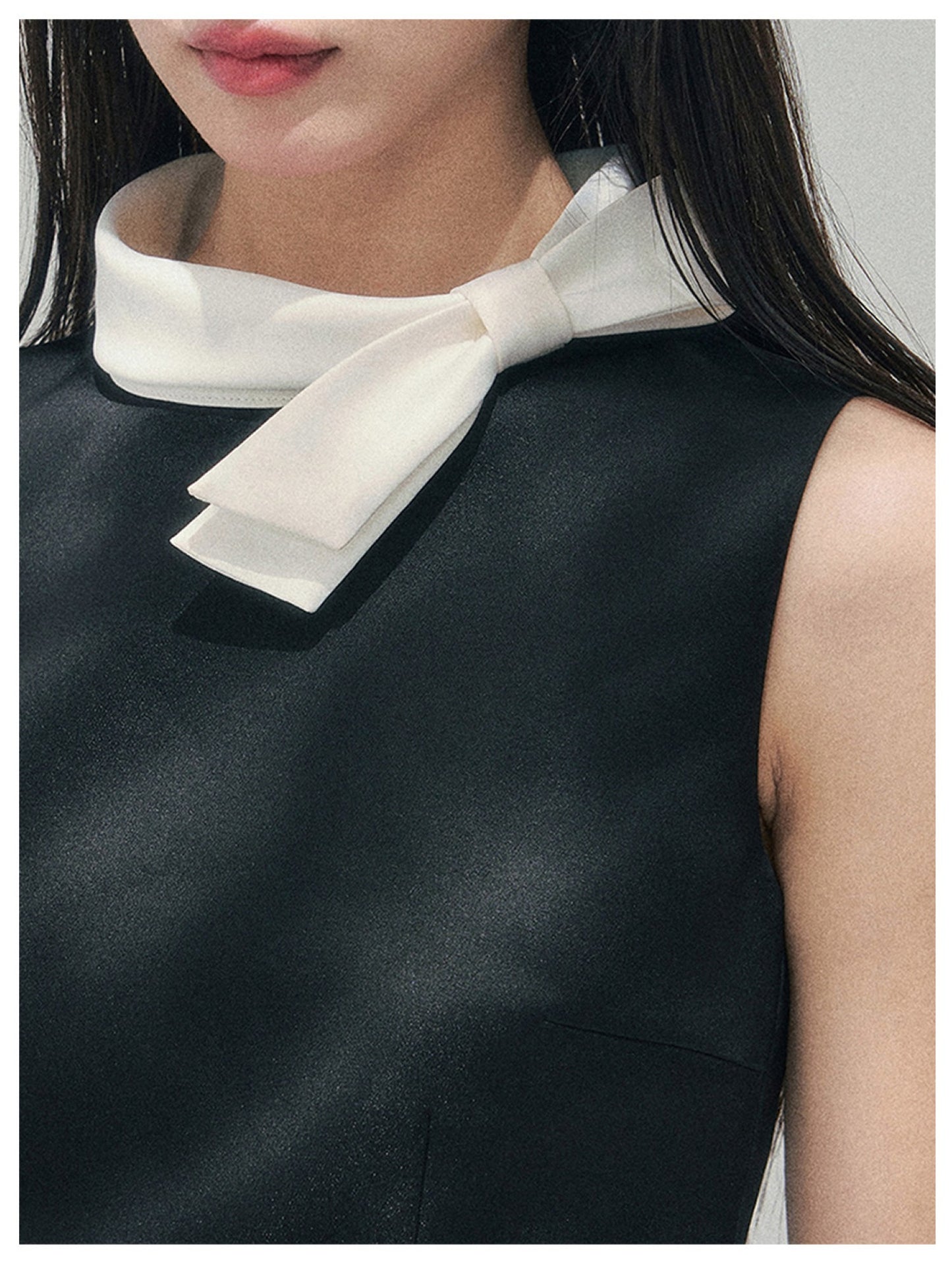 少也眼 “Satin Poise” Tranquil Black French A-Line Dress 145