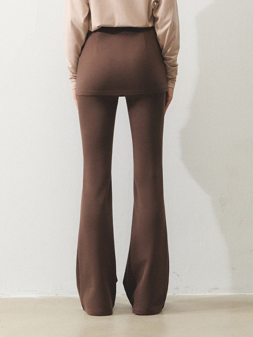 "晨间漫步" Morning Stroll Knit Set – Faux-Layered Top & Flared Yoga Pants