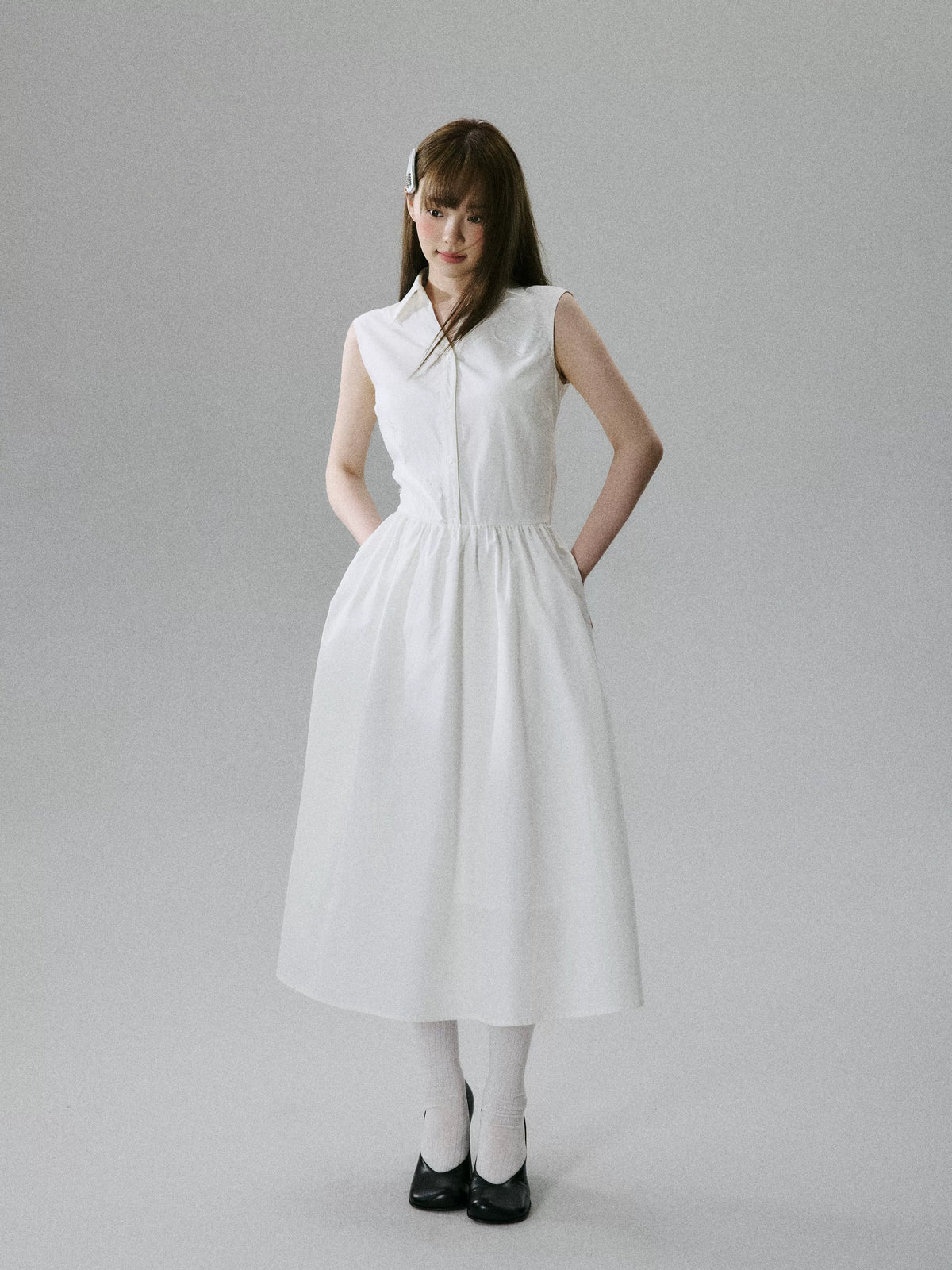 LOST FOREST - White Lyocell-Cotton Tie-Strap Pocket Maxi Dress