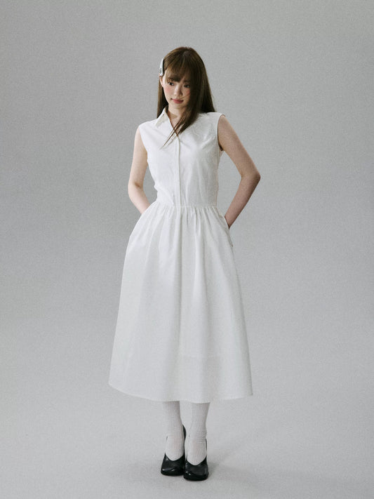 LOST FOREST - White Lyocell-Cotton Tie-Strap Pocket Maxi Dress