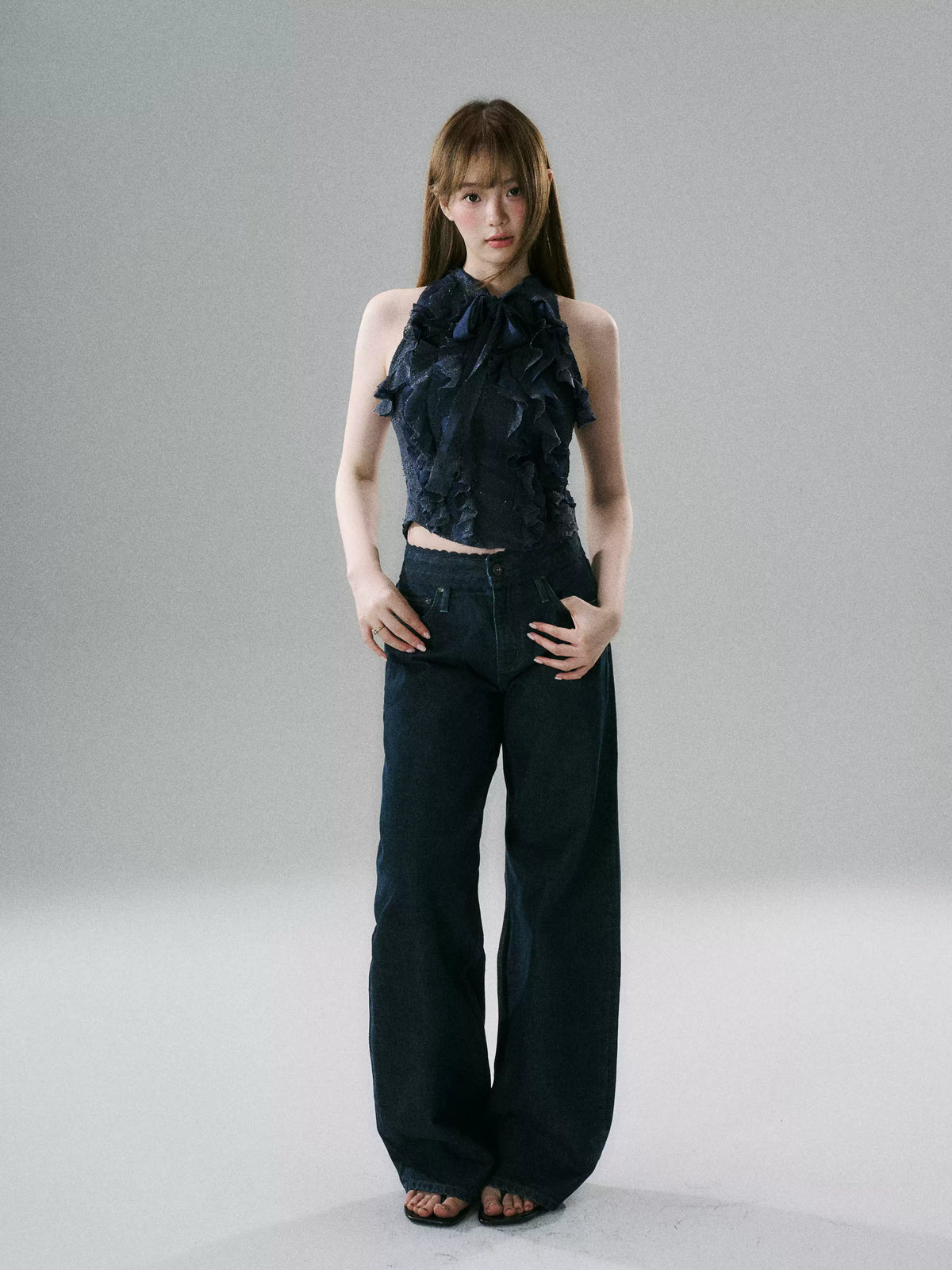 LOST FOREST - Low-Rise Wide-Leg Raw Denim Jeans