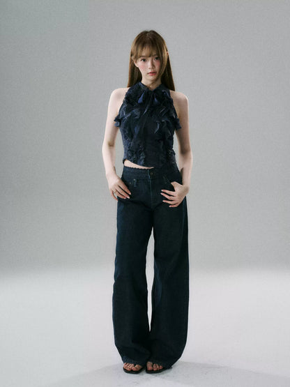 LOST FOREST - Low-Rise Wide-Leg Raw Denim Jeans