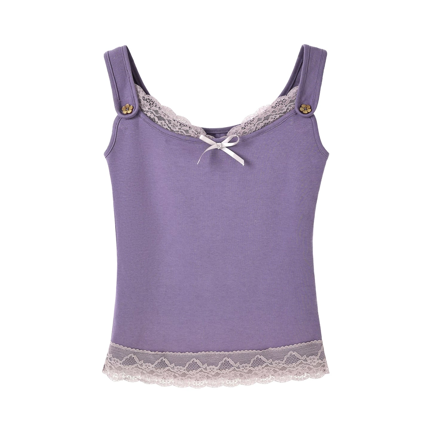 "Sage Whisper" Two-Tone Lace Cami Top (Sage Stripe / Lavender)