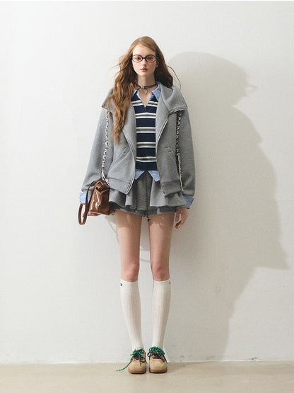 "拿铁不加糖" Unsweetened Latte Tweed Hoodie Set