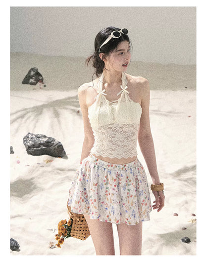 "Moss Whisper" Knit Sun Protection Cardigan & Cami Top